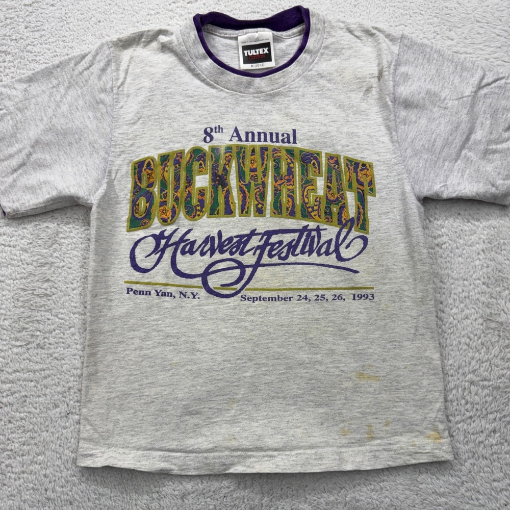 Vintage 1993 Tultex 8th Annual Buckwheat Harvest Festival T Shirt‎ Kids M 10-12